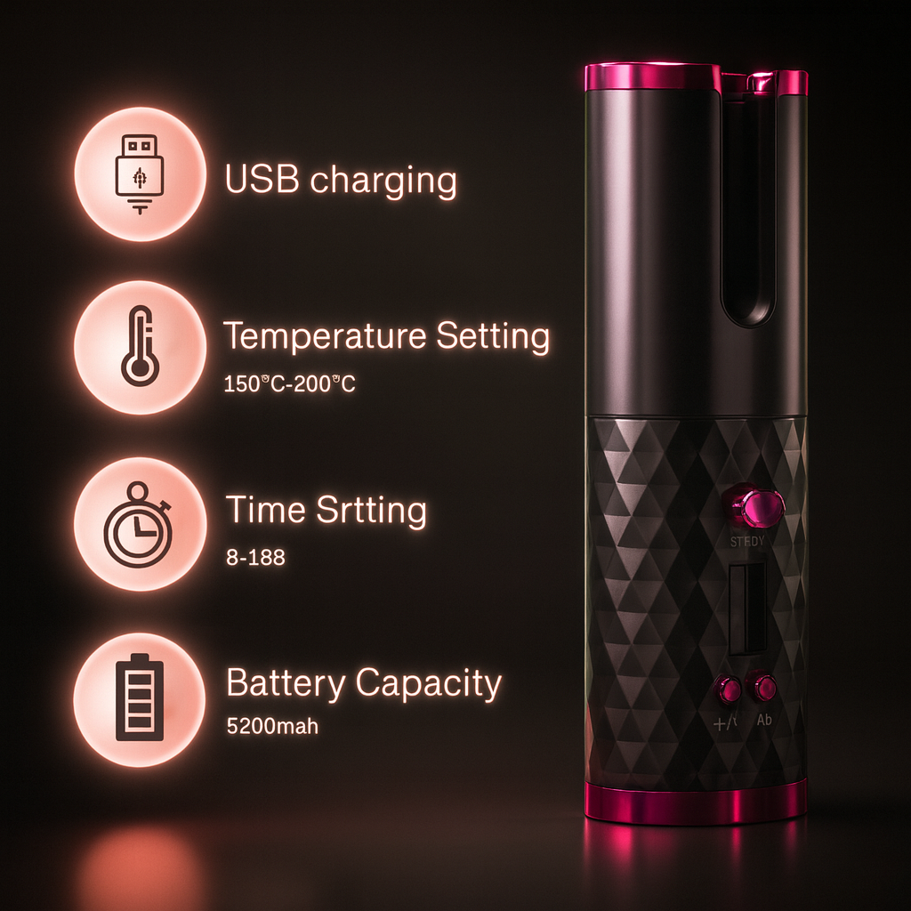 💖 Rizos definidos y duraderos en segundos.
🔥 Sin frizz y sin dañar tu cabello gracias al recubrimiento cerámico.
🔋 Carga USB rápida y práctica desde cualquier dispositivo.
🌡️ Temperatura ajustable para cada tipo de cabello.
✨ ¡Consigue un look profesional desde casa o donde quieras!