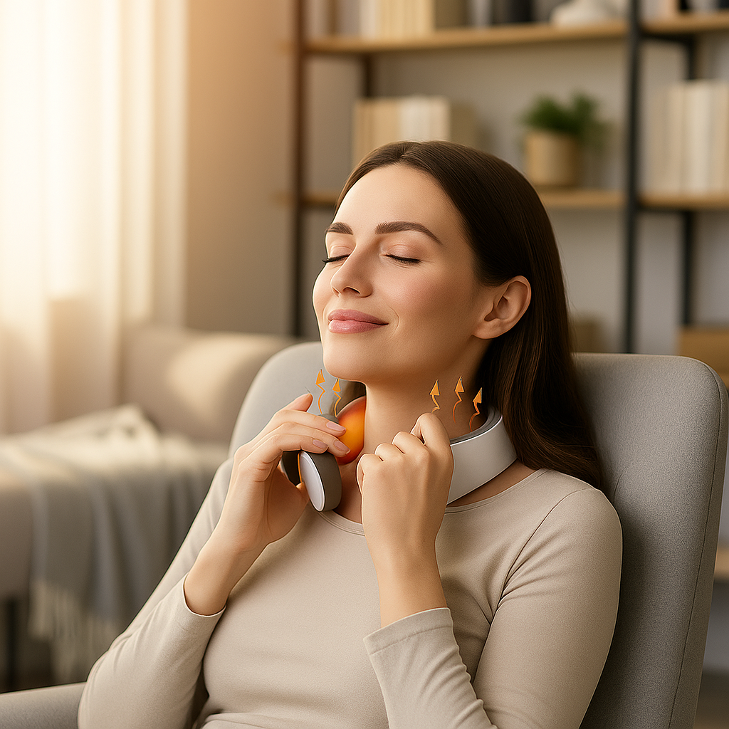¿Dolor de cuello? ¿Tensión por estar frente al computador o el celular? 😣
La rigidez cervical puede causar incomodidad, estrés e incluso dolor de cabeza.
El Masajeador Cervical Portátil aplica calor terapéutico y masaje profundo justo donde lo necesitas.
Relaja tus músculos, alivia la presión y recupera tu bienestar en minutos. ✨
Llévalo contigo y despídete del dolor, estés donde estés. 💖
